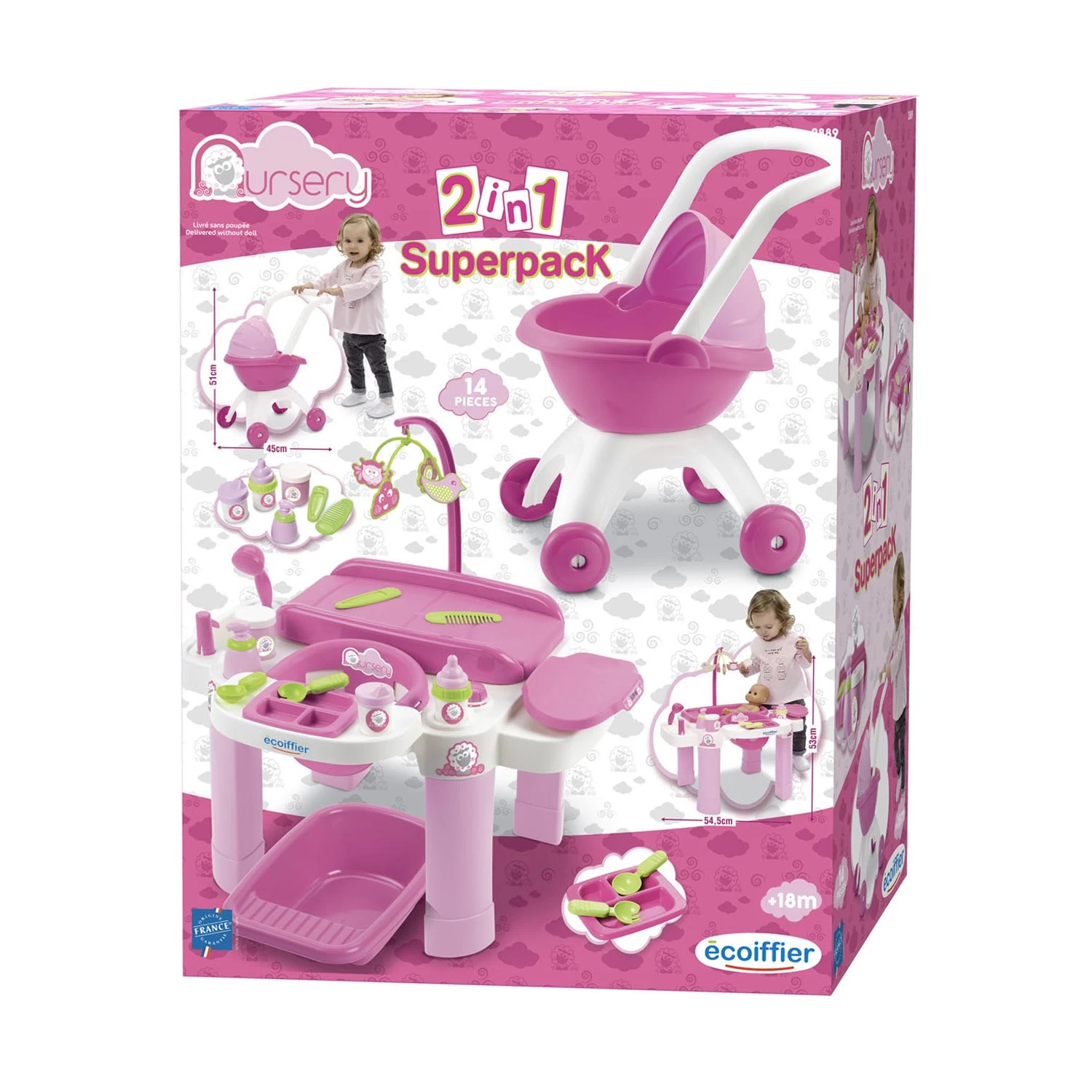 ECOIFFIER Ecoffier Pflegeset Mit Puppenwagen 3 ECOIFFIER Ecoffier Pflegeset Mit Puppenwagen