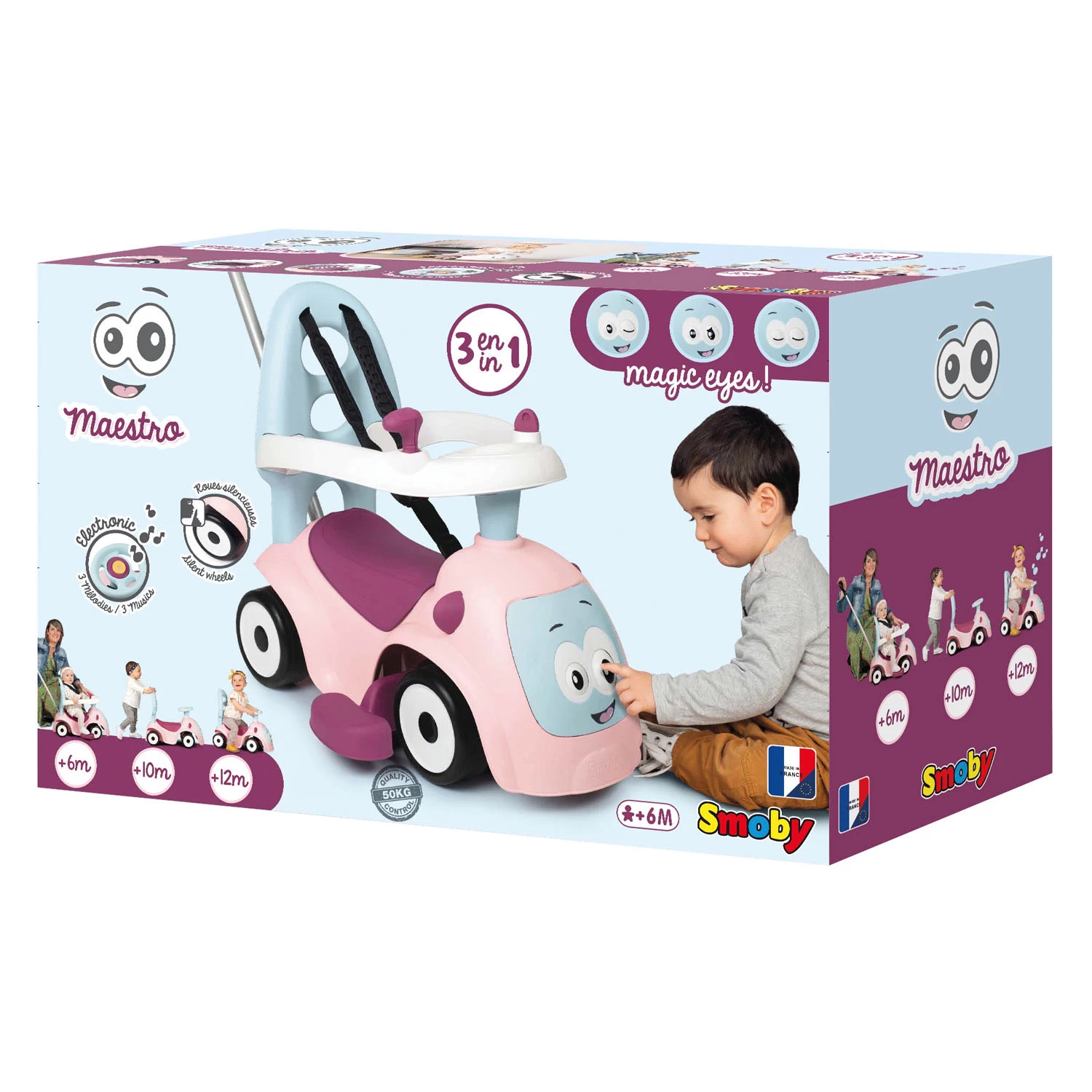 Smoby Maestro Ride On Walking Car Pink 3 Smoby Maestro Ride On Walking Car Pink