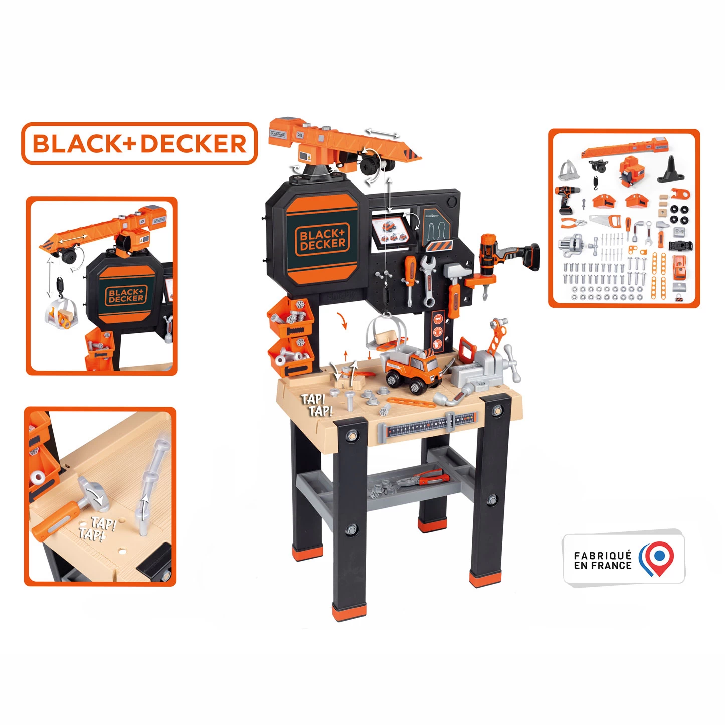 Smoby Black & Decker Spielzeugwerkbank Mit Kran, 94-tlg. 4 Smoby Black & Decker Spielzeugwerkbank Mit Kran, 94-tlg. – Bild 2