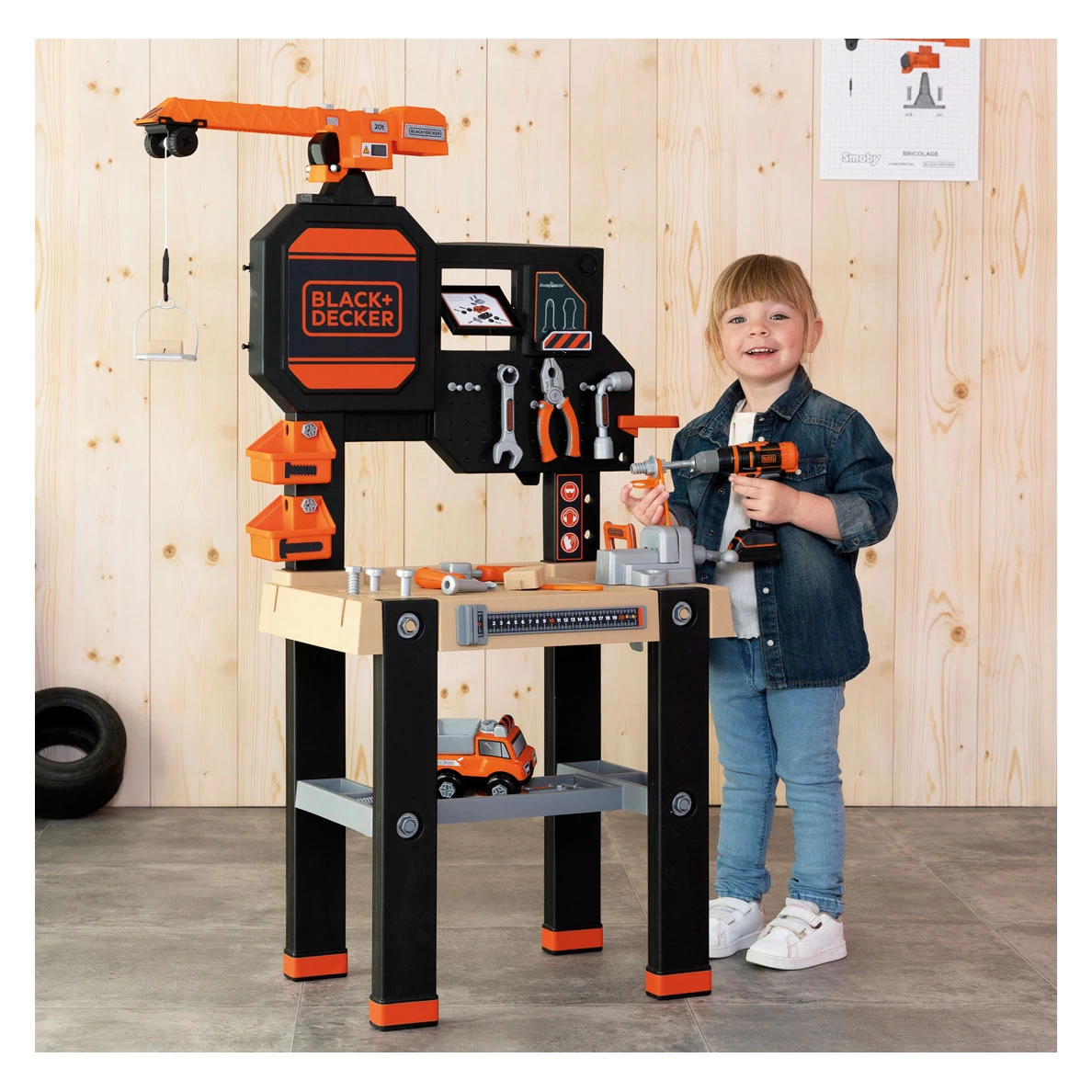 Smoby Black & Decker Spielzeugwerkbank Mit Kran, 94-tlg. 7 Smoby Black & Decker Spielzeugwerkbank Mit Kran, 94-tlg. – Bild 5