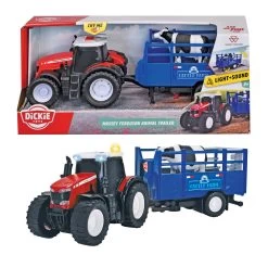 Dickie Massey Ferguson Traktor Mit Tieranhänger -Spielzeugwelt Verkauf 1480806l