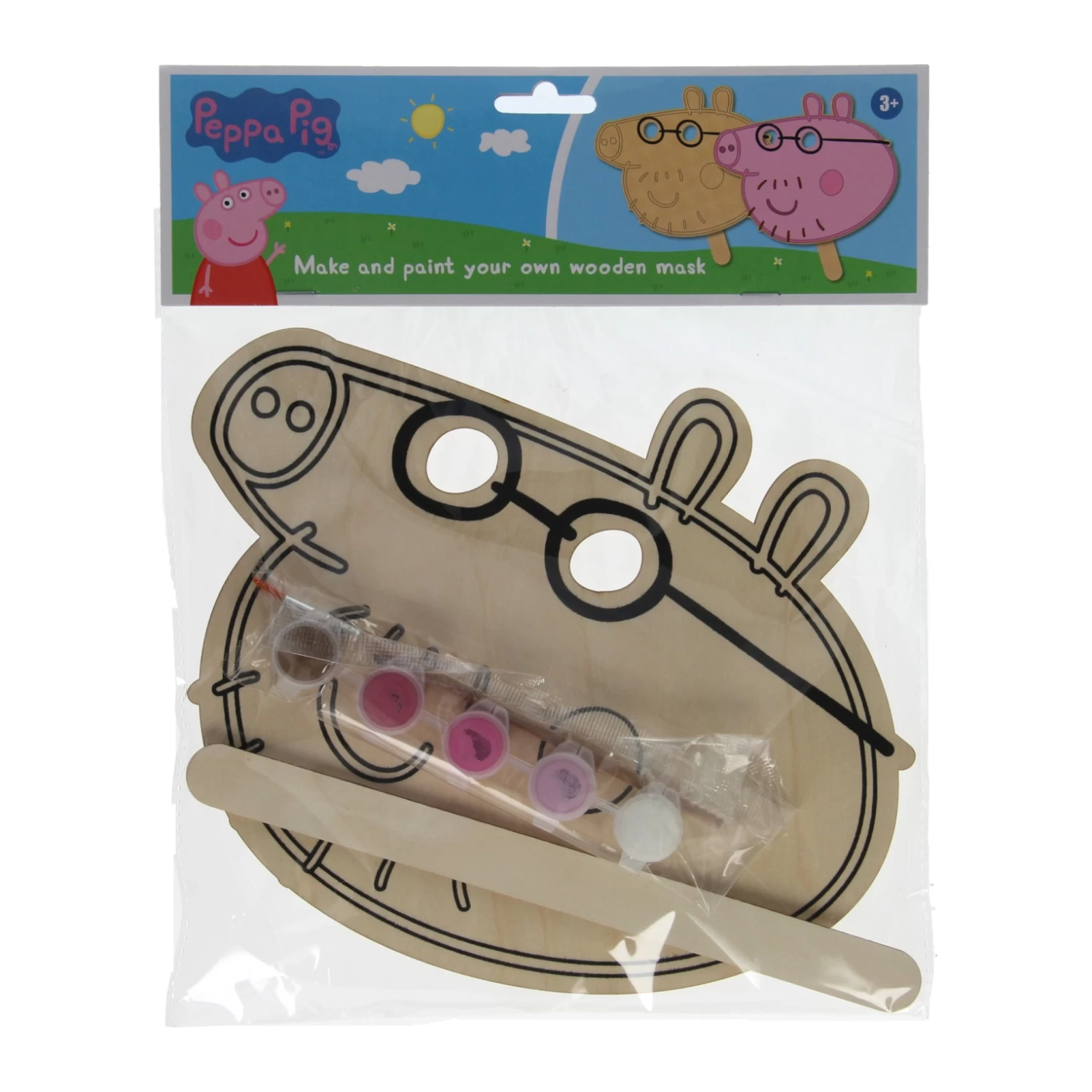 Malen Sie Ihre Eigene Hölzerne Peppa Pig -Maske 3 Malen Sie Ihre Eigene Hölzerne Peppa Pig -Maske
