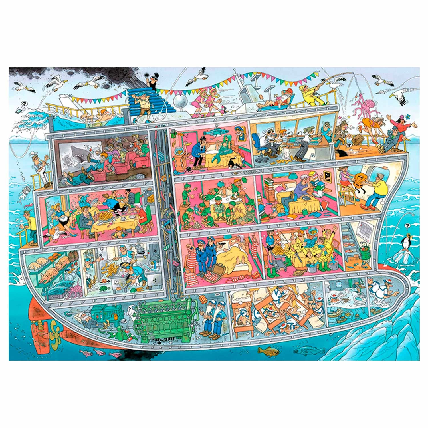 Jumbo Jan Van Haasteren Puzzle - Kreuzfahrtschiff, 1000 Teile. 3 Jumbo Jan Van Haasteren Puzzle - Kreuzfahrtschiff, 1000 Teile.
