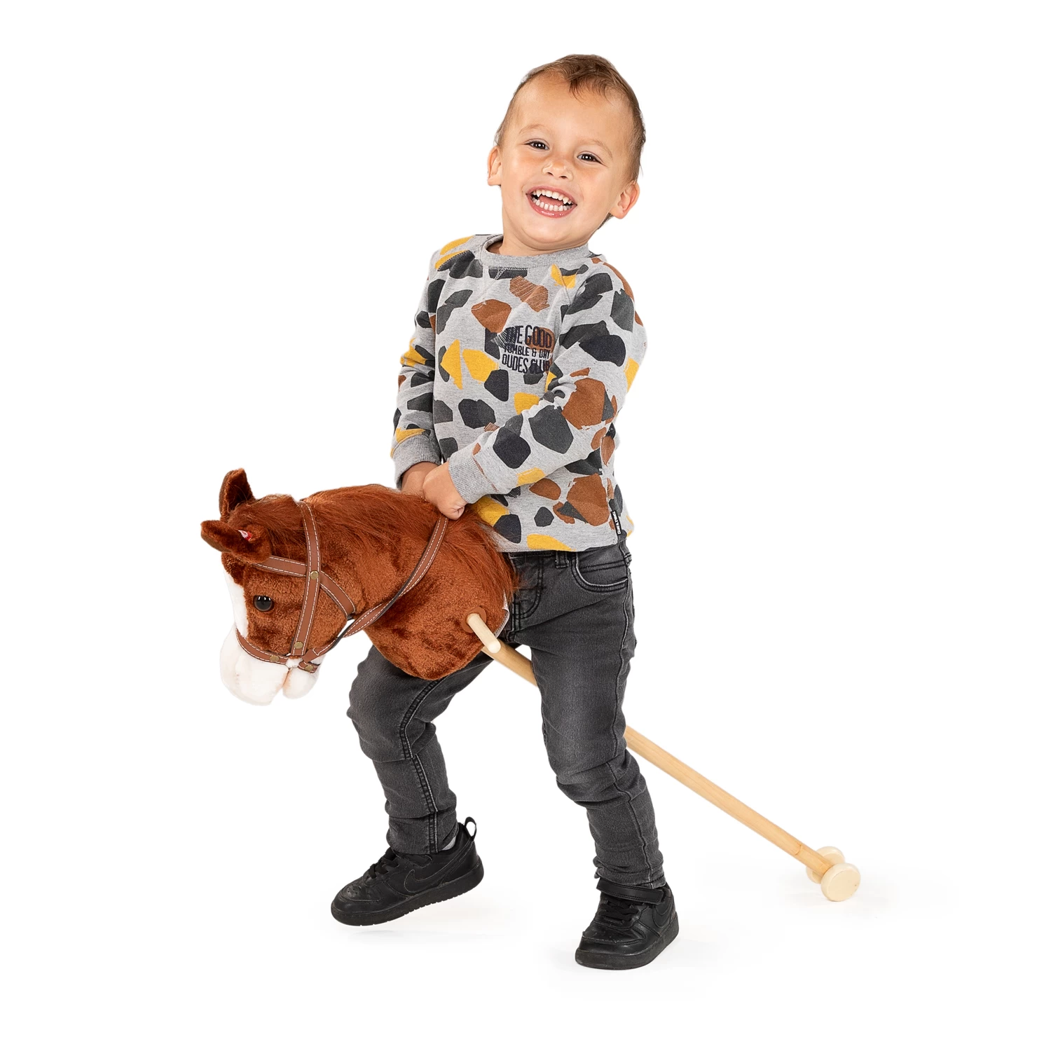 Steckenpferd Aus Holz Mit Ton Braun 4 Steckenpferd Aus Holz Mit Ton Braun – Bild 2