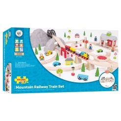 Bigjigs Holzeisenbahn-Set Alpen, 112 Teile.
