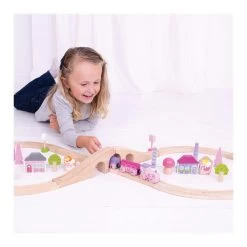 Bigjigs Holzeisenbahn-Set – Rosa, 40-teilig. -Spielzeugwelt Verkauf 2999170i