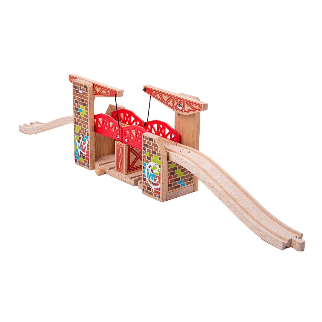 Bigjigs Holzschienen Doppelhubbrücke Graffiti 3 Bigjigs Holzschienen Doppelhubbrücke Graffiti