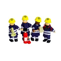 Tidlo Puppenhaus-Puppen Aus Holz, Feuerwehrleute, 4-tlg. -Spielzeugwelt Verkauf 2999928j