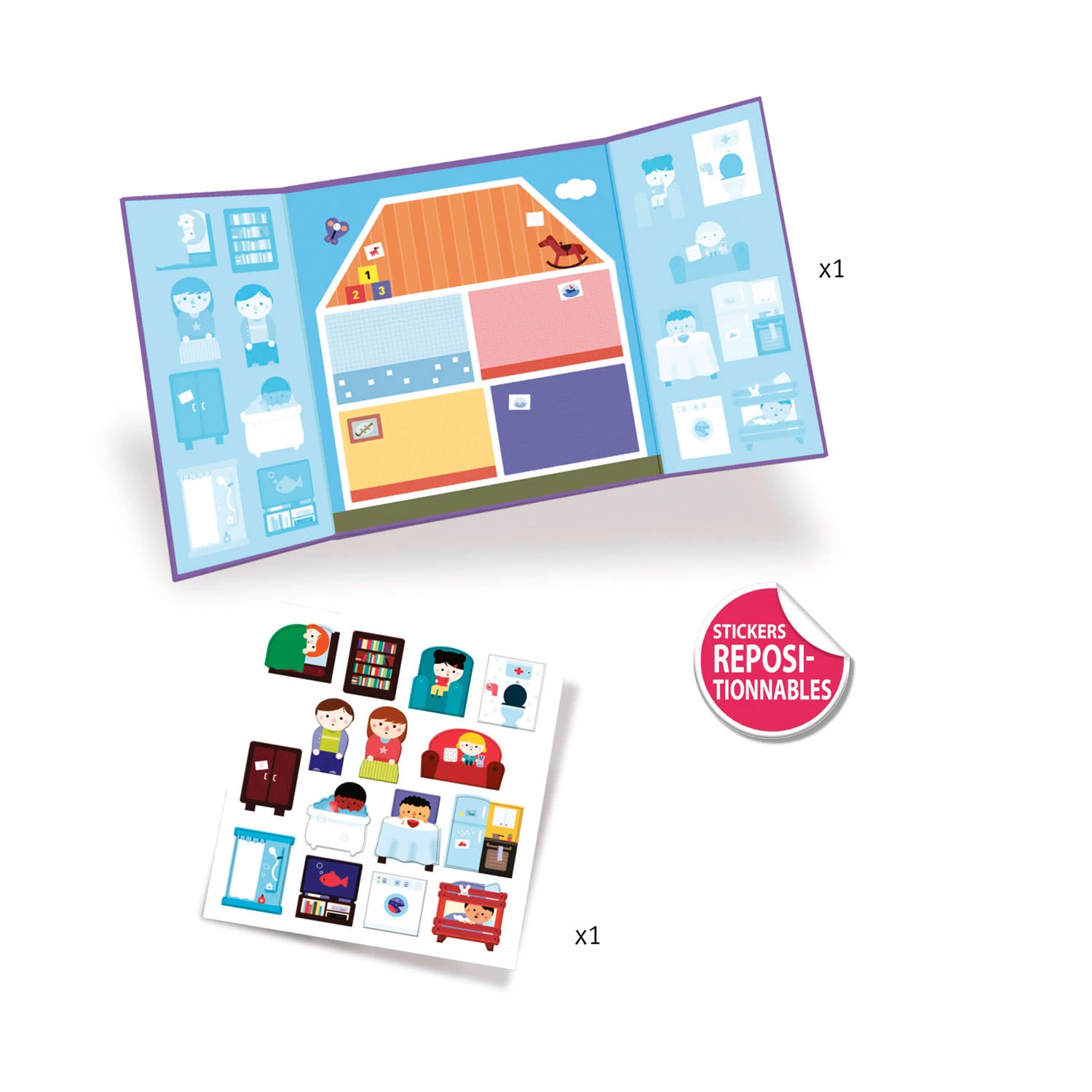 Djeco Wiederverwendbare Aufkleber-Haus 3 Djeco Wiederverwendbare Aufkleber-Haus