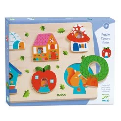 Djeco Holzpuzzle Tierhaus, 6-tlg.