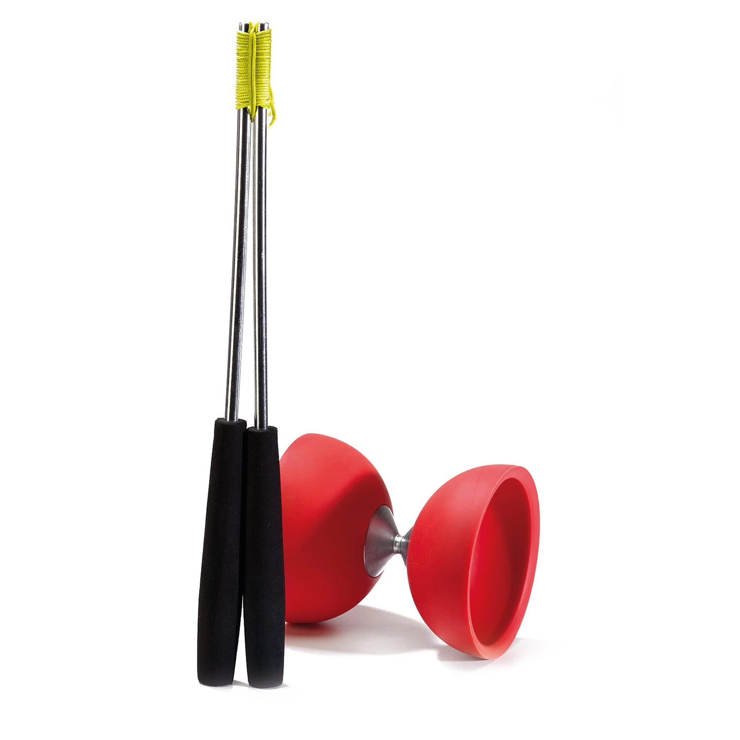Eureka Gummi-Diabolo Mit Aluminiumstäben – Rot 3 Eureka Gummi-Diabolo Mit Aluminiumstäben – Rot