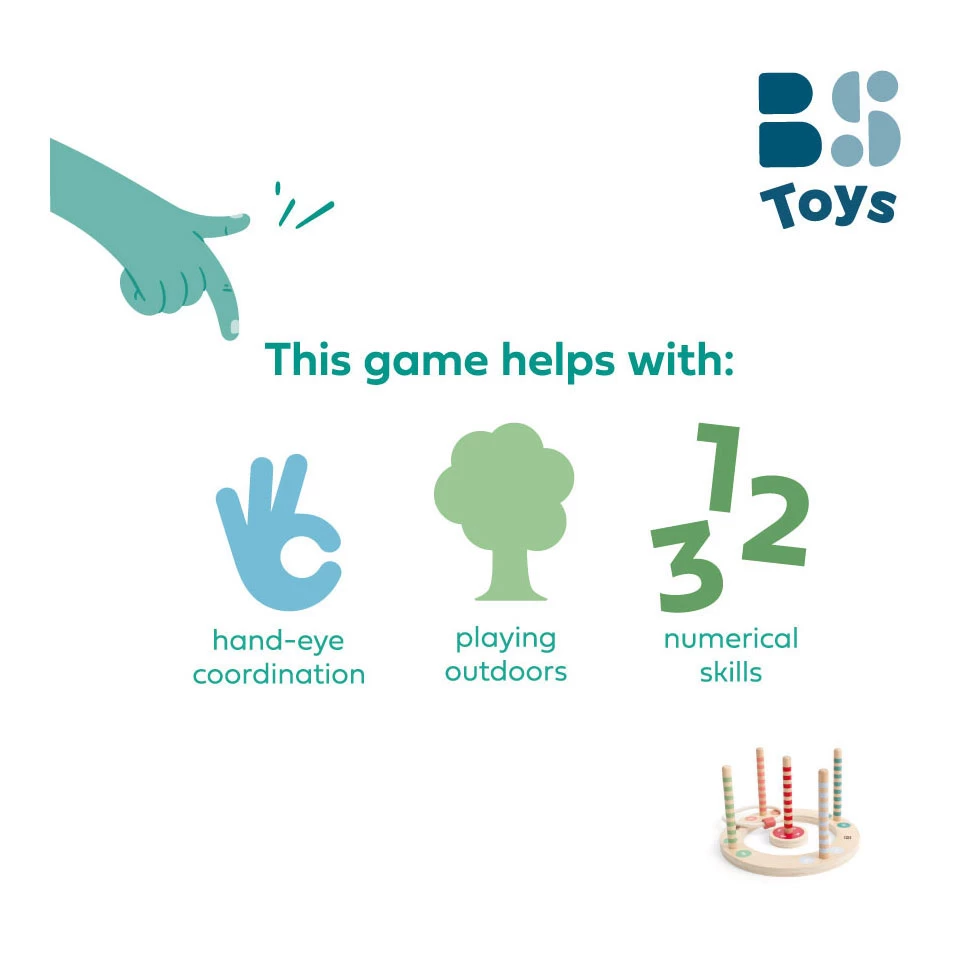 BS Toys Ringwurfspiel Aus Holz Mit Streifen, 7-teilig. 7 BS Toys Ringwurfspiel Aus Holz Mit Streifen, 7-teilig. – Bild 5