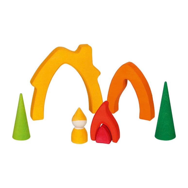 Goki Zwergenhaus-Holzbausteine, 7-teilig. 4 Goki Zwergenhaus-Holzbausteine, 7-teilig. – Bild 2