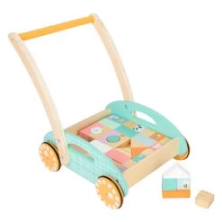 Small Foot - Lauflernwagen Aus Holz Mit Blöcken, Pastell, 35dlg. -Spielzeugwelt Verkauf 5410342f