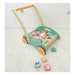 Small Foot - Lauflernwagen Aus Holz Mit Blöcken, Pastell, 35dlg. -Spielzeugwelt Verkauf 5410342i
