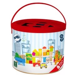 Small Foot - Holzbausteine ​​Zoo In Form Sortiereimer, 50dlg.