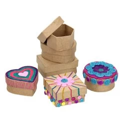 Creativ Company Pappmaché-Aufbewahrungsboxen Klein, 6-tlg.