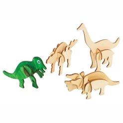 Färbungen – Erstellen Und Dekorieren Sie Ihr 3D-Holzpuzzle Dinosaurier, 4er-Set -Spielzeugwelt Verkauf 6040102e